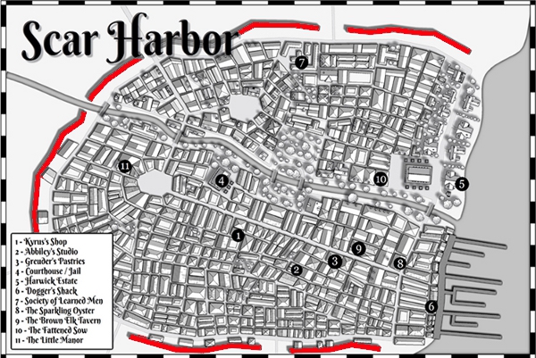 Scar Harbor map, Wall
