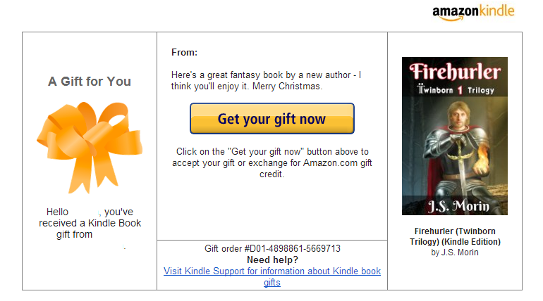 Amazon ebook gift email screenshot